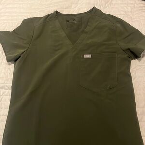 Army green one pocket figs scrub top